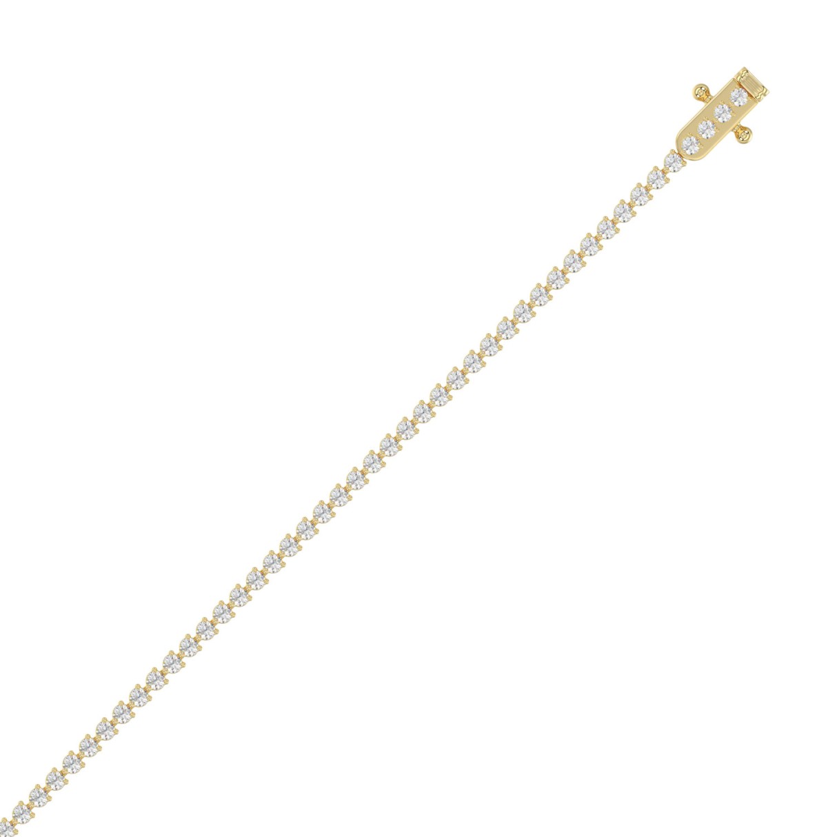 14K Yellow Gold 2.00CT Round Diamond Three-Prong Tennis Bracelet For Women Classic Diamond Bracelet