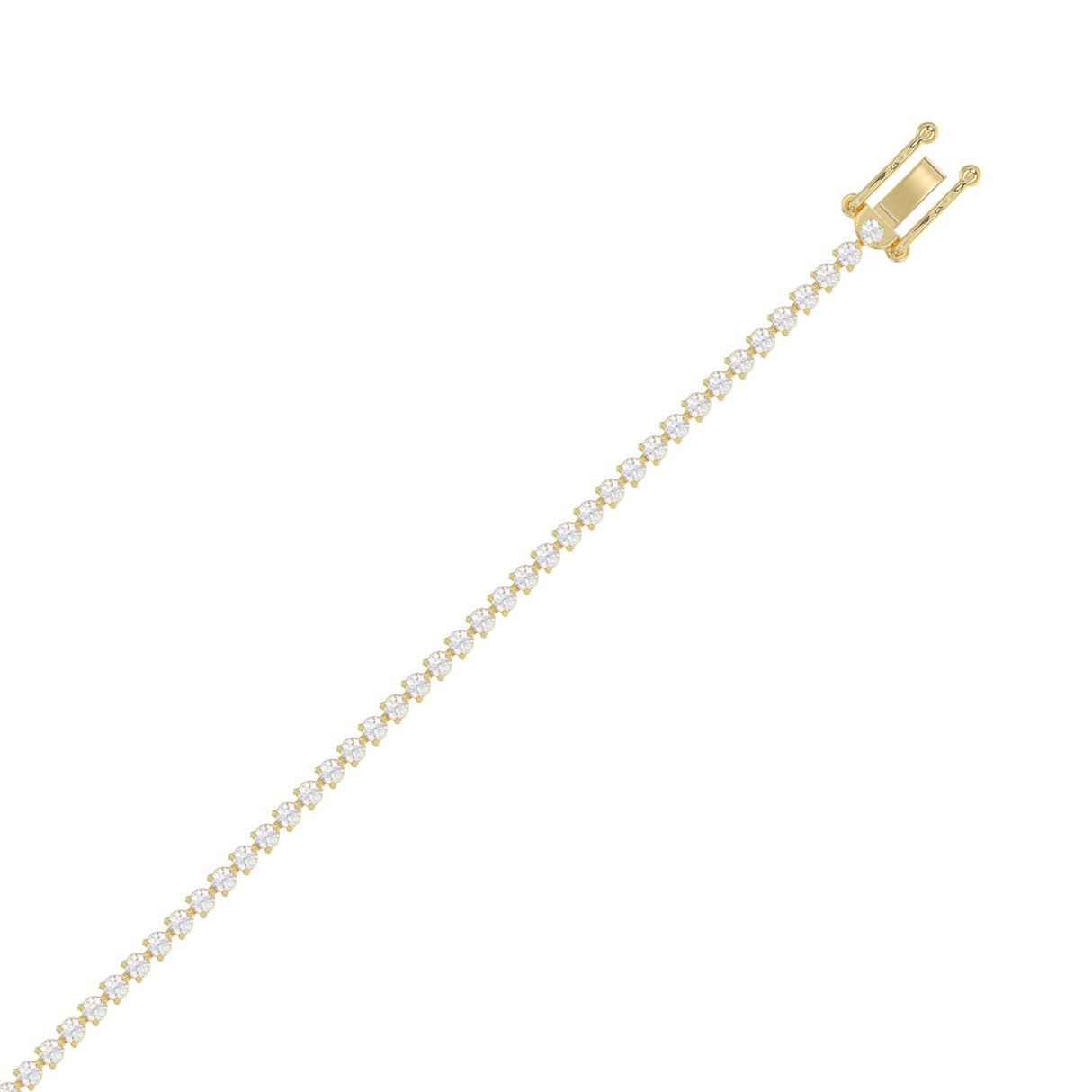 14K Yellow Gold 2.00CT Round Diamond Three-Prong Tennis Bracelet For Women Classic Diamond Bracelet