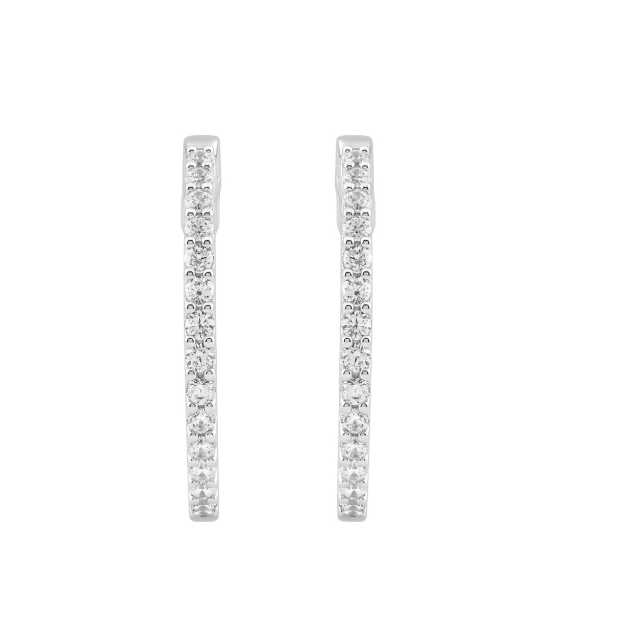 14K White Gold 2.00CT Round Diamond Hoop Earrings ...