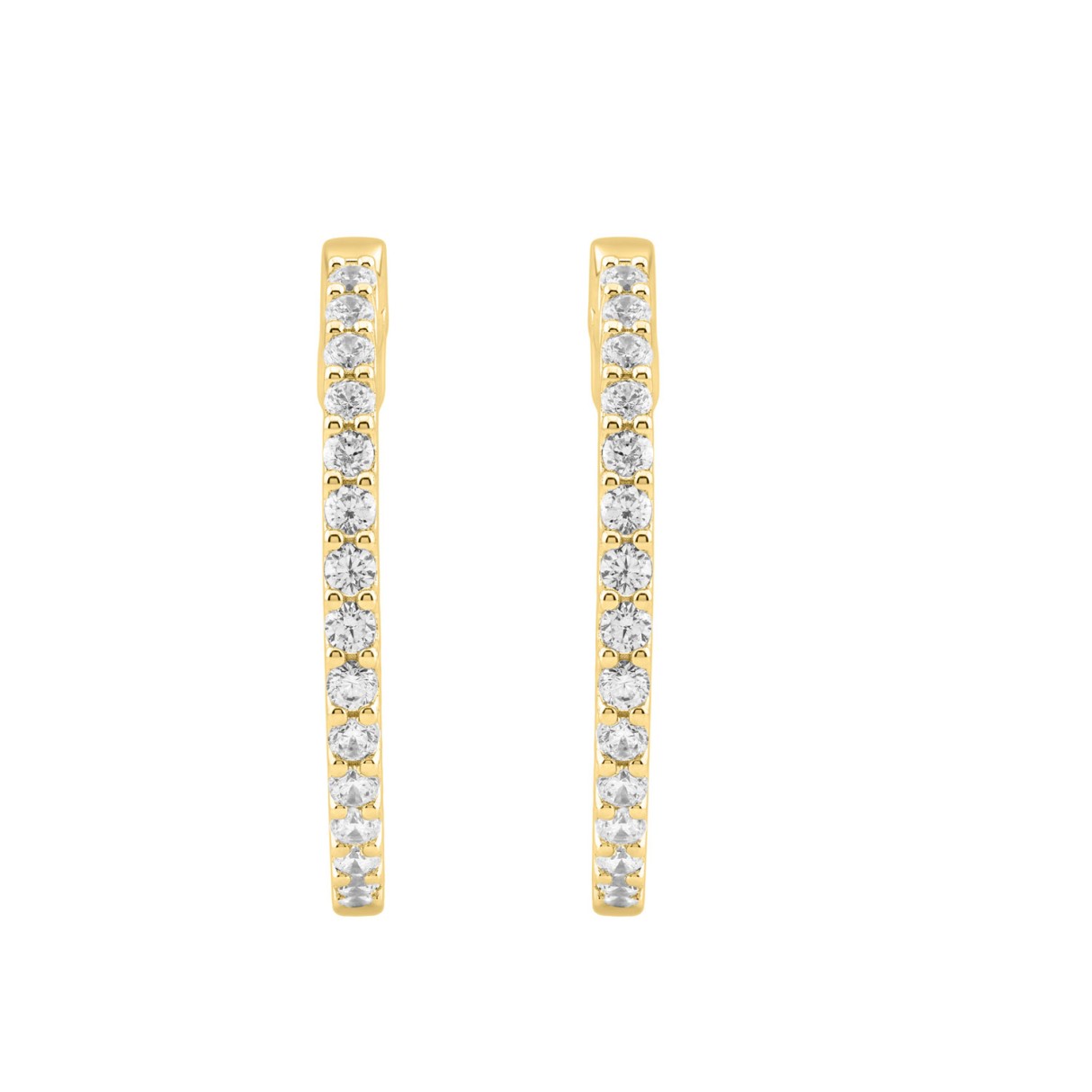 14K Yellow Gold 2.00CT Round Diamond Hoop Earrings...
