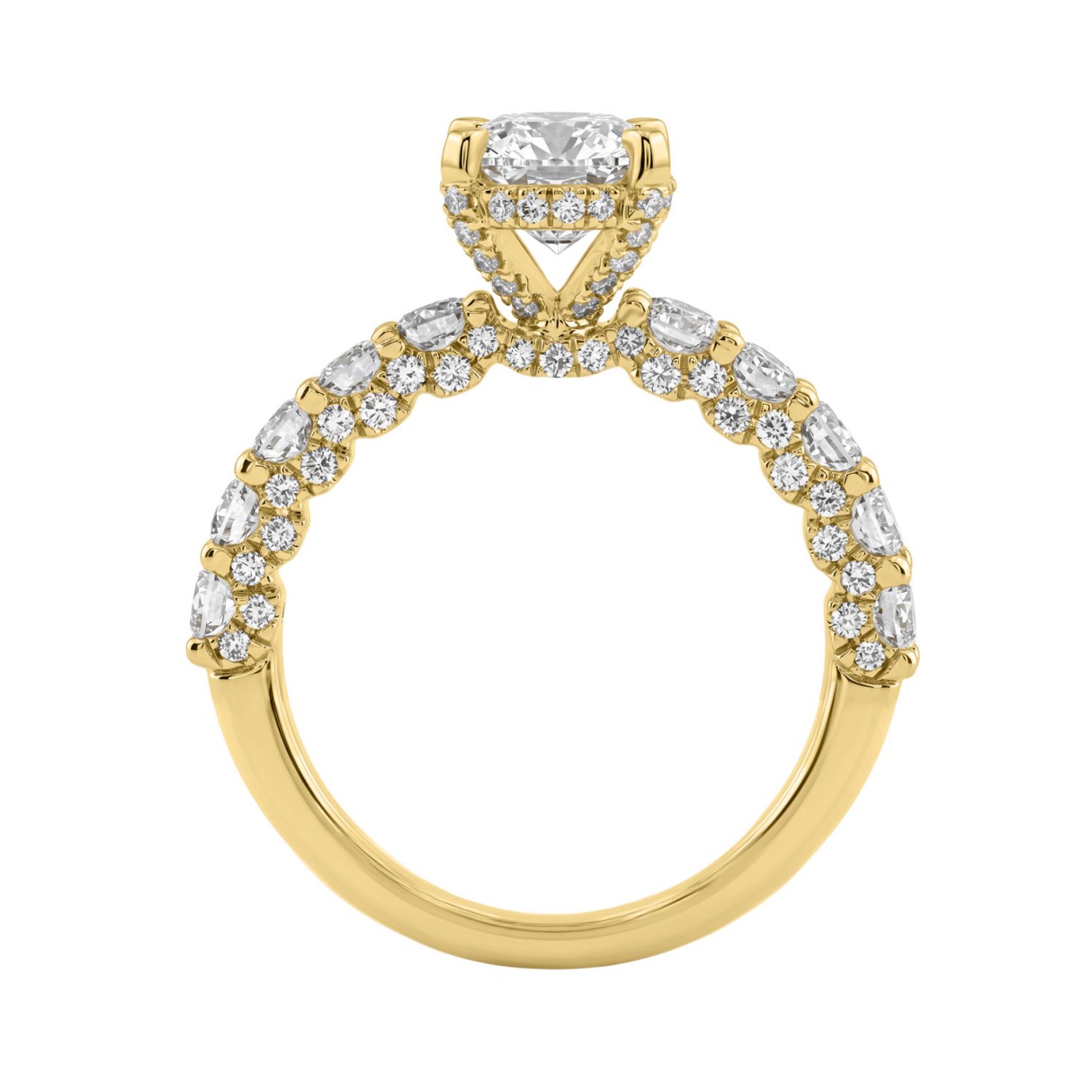 Luxury 14K Yellow Gold 3 1/2Ct Oval & Round Diamond Ladies Engagement & Bridal Ring With 2.00 Ct Oval Center Stone