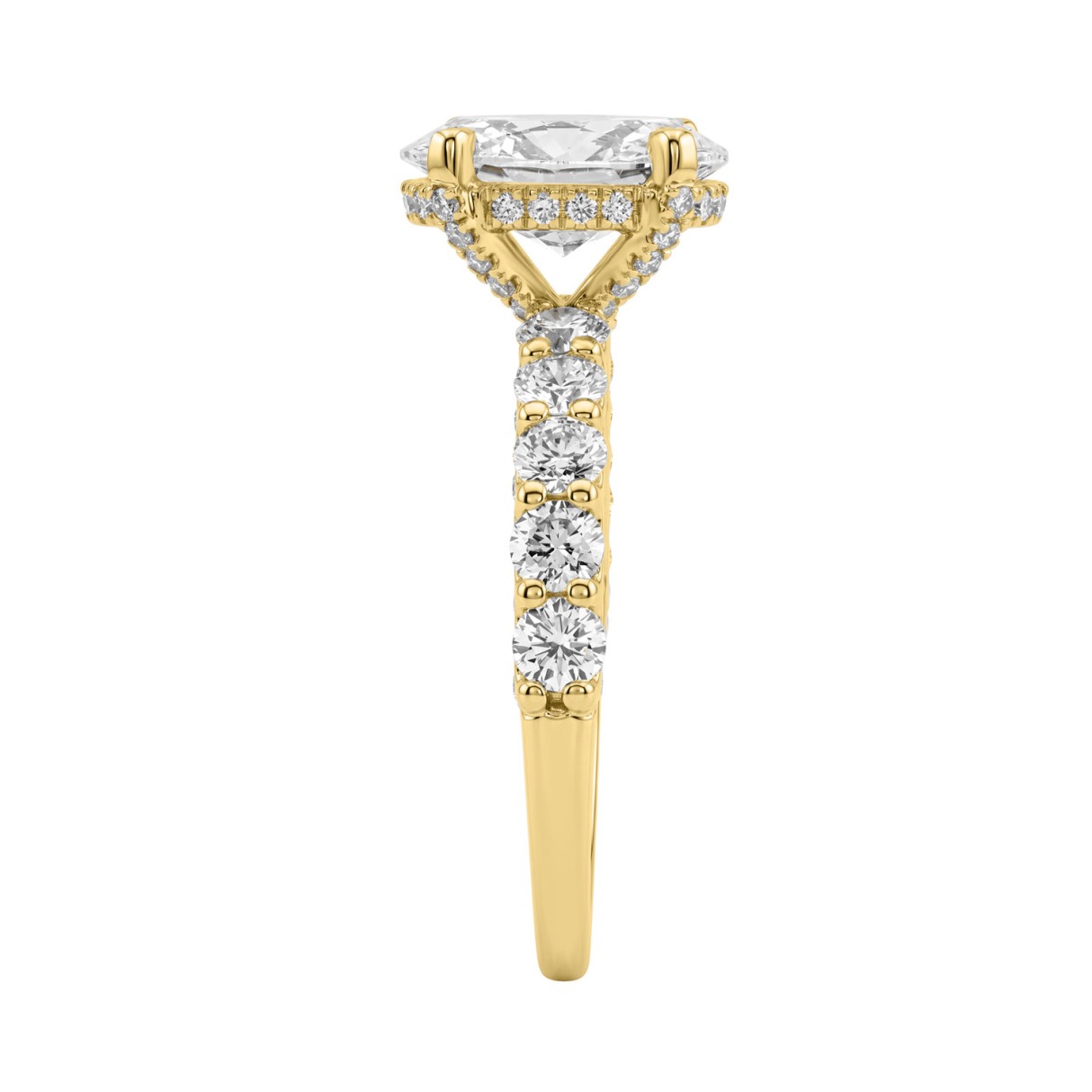 Luxury 14K Yellow Gold 3 1/2Ct Oval & Round Diamond Ladies Engagement & Bridal Ring With 2.00 Ct Oval Center Stone
