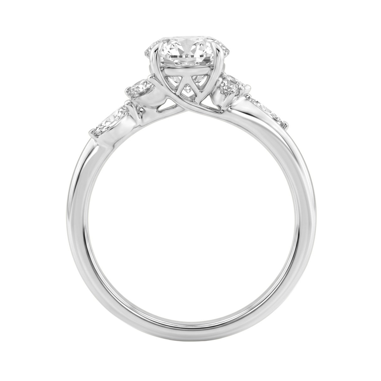 14K White Gold 1 3/4Ct Round & Marquise Diamond Engagement Ring For Women 1 1/2 Ct Round Center Diamond