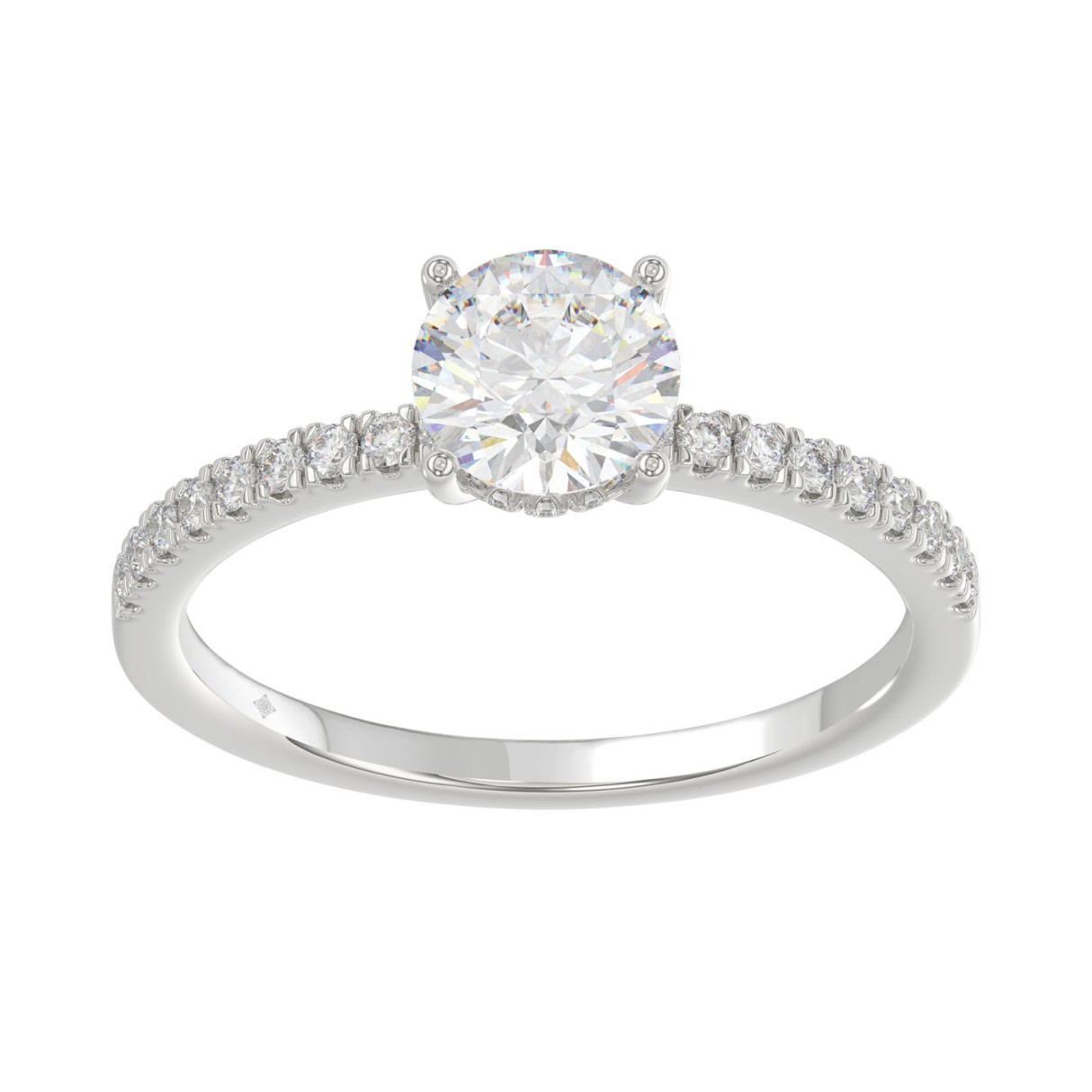 Elegant 14K White Gold 1 1/5CT Round Diamond Bridal Engagement Ring 1.00CT Center Stone