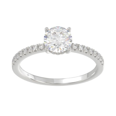 Elegant 14K White Gold 1 1/5CT Round Diamond Bridal Engagement Ring 1.00CT Center Stone