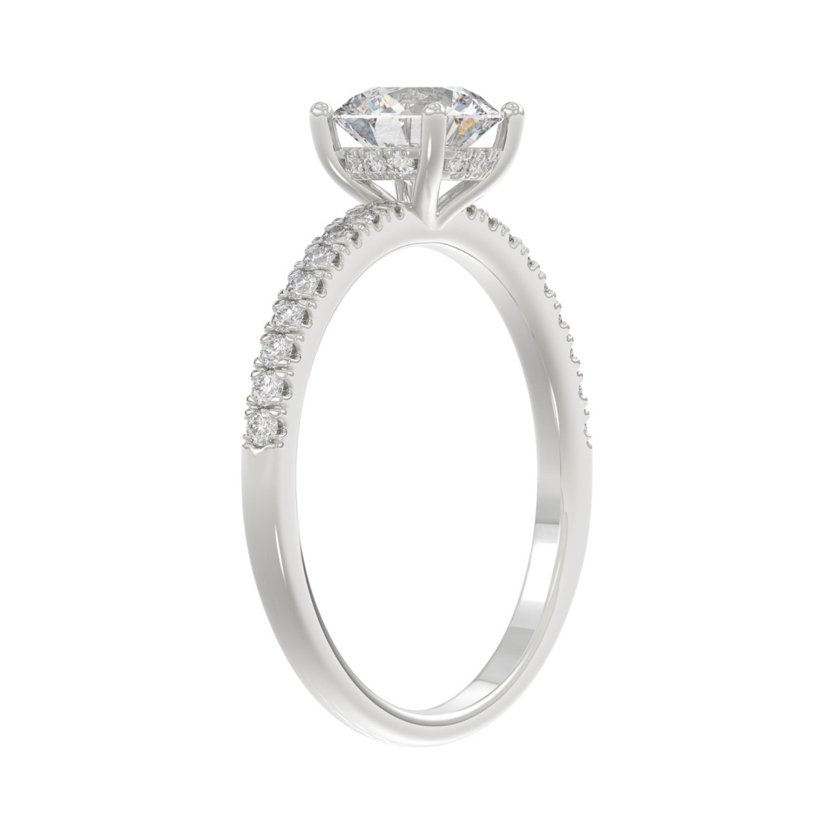 Elegant 14K White Gold 1 1/5CT Round Diamond Bridal Engagement Ring 1.00CT Center Stone