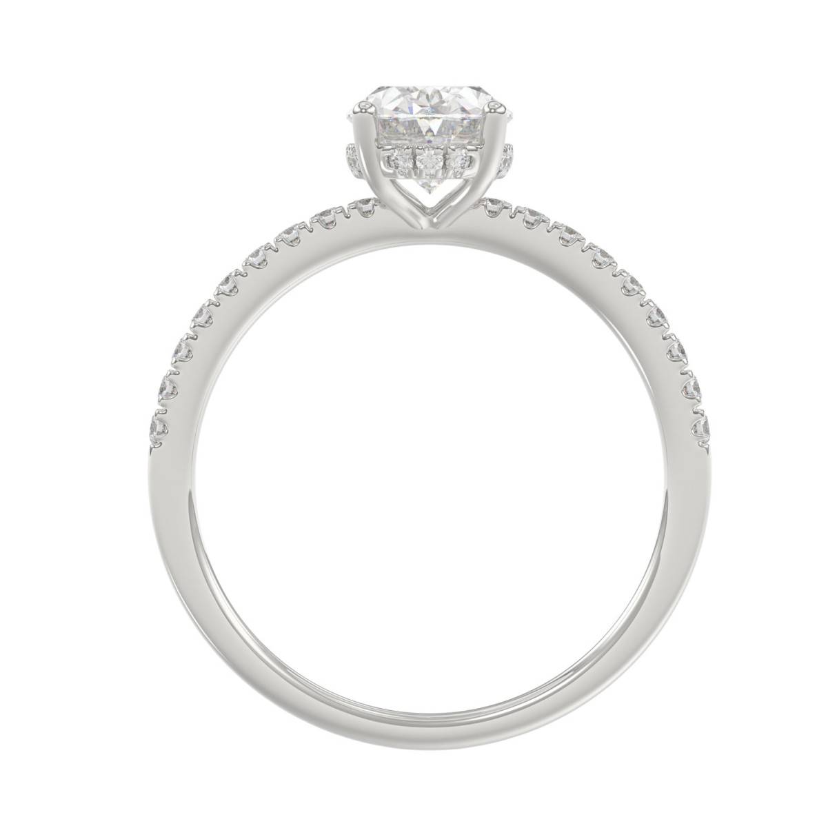 14K White Gold 1 1/5CT Round & Oval Diamond Ladies Ring with 1.00 CT Oval Center Stone Engagement Ring