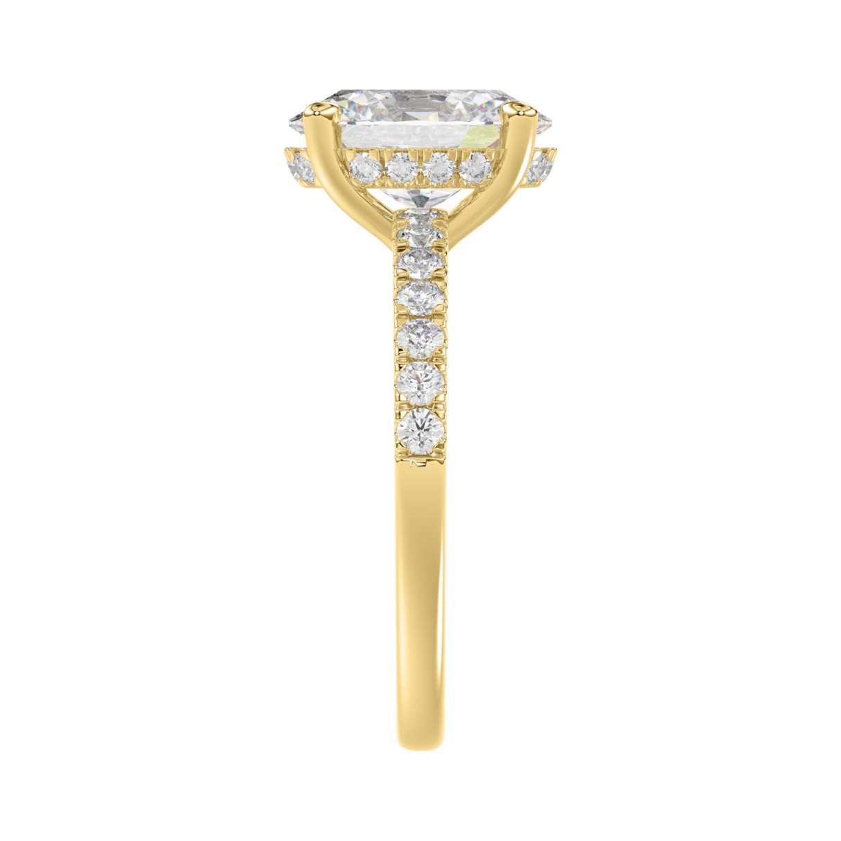 14K Yellow Gold 2 1/3CT Round & Oval Diamond Ladies Engagement Ring with 2.00 CT Oval Cut Center Stone