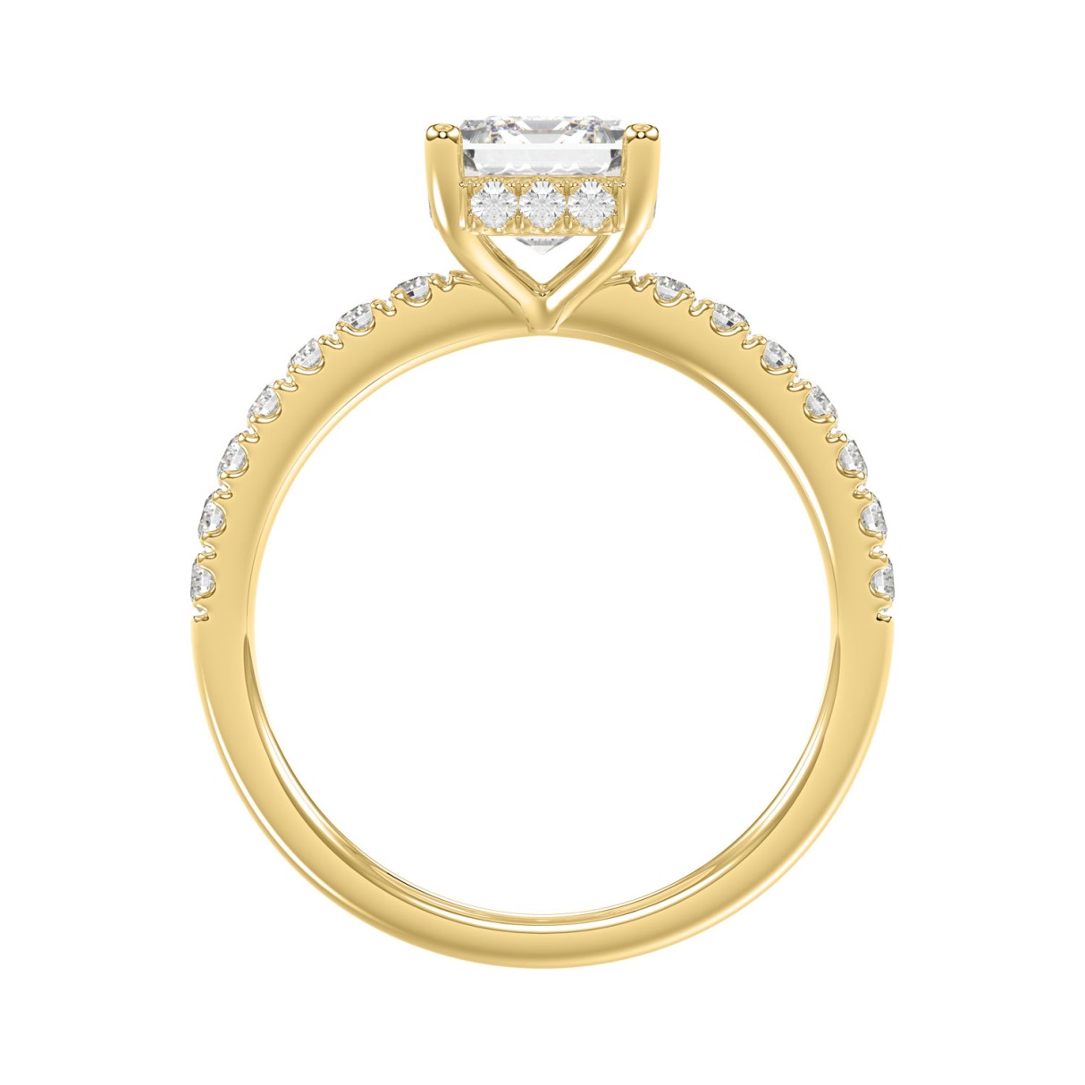 Luxury 14K Yellow Gold 2 1/3CT Round Lab Grown Diamond Engagement Ring Emerald Cut 2.00CT Center stone