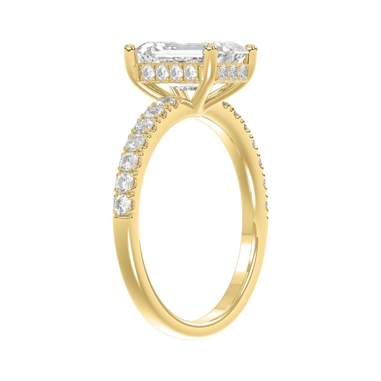 Luxury 14K Yellow Gold 2 1/3CT Round Lab Grown Diamond Engagement Ring Emerald Cut 2.00CT Center stone