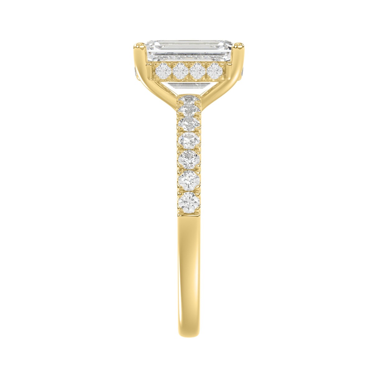 Luxury 14K Yellow Gold 2 1/3CT Round Lab Grown Diamond Engagement Ring Emerald Cut 2.00CT Center stone