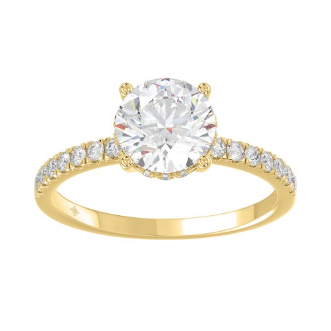 14K Yellow Gold 2 1/3CT Lab Grown Round Diamond Bridal Engagement Ring for Women with 2.00CT Round Center Stone 14K Yellow Gold 2 1/3CT Lab Grown Round Diamond Bridal Engagement Ring for Women with 2.00CT Round Center Stone