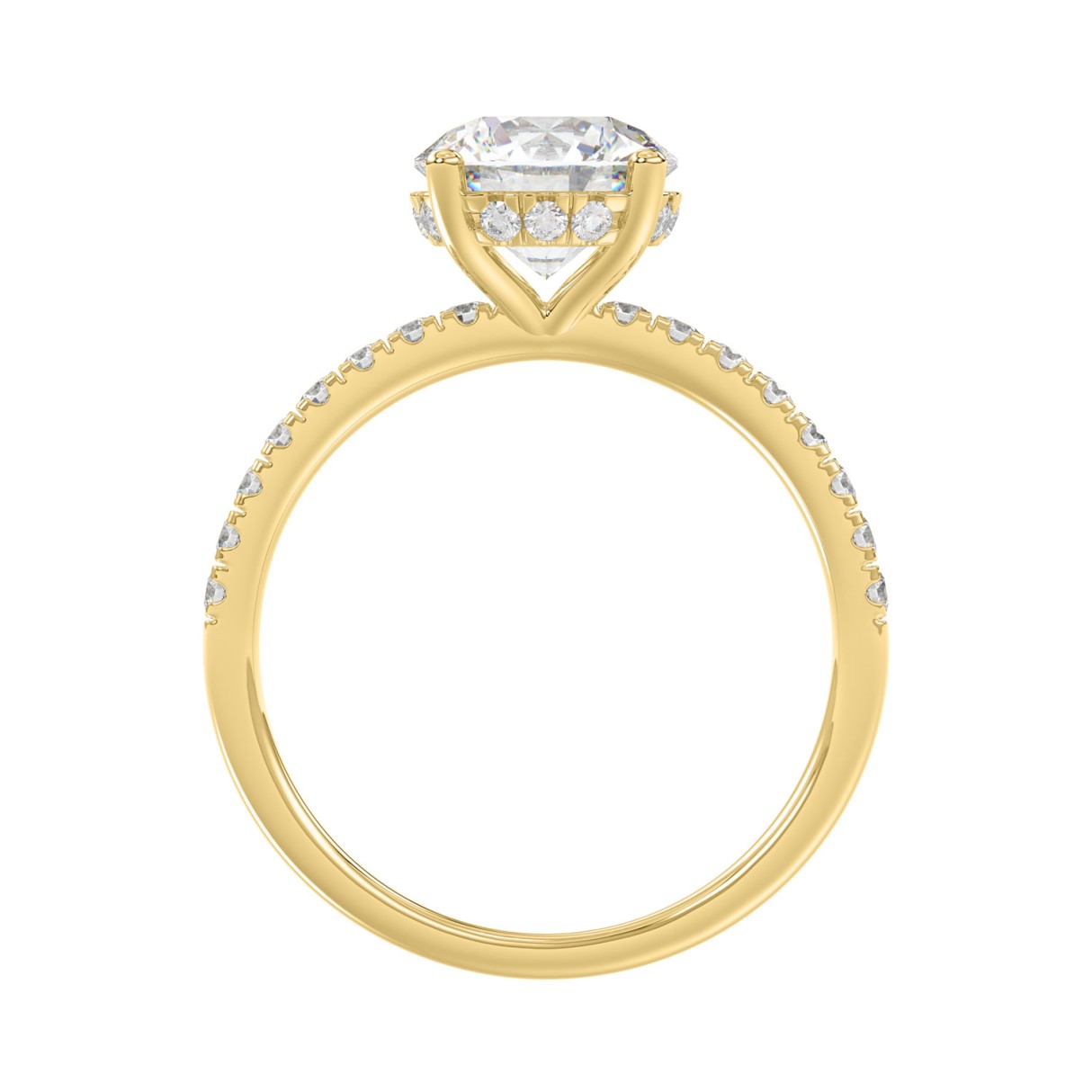 14K Yellow Gold 2 1/3CT Lab Grown Round Diamond Bridal Engagement Ring for Women with 2.00CT Round Center Stone