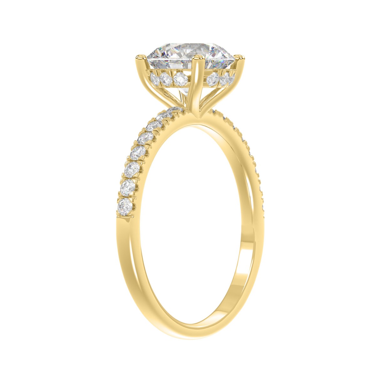 14K Yellow Gold 2 1/3CT Lab Grown Round Diamond Bridal Engagement Ring for Women with 2.00CT Round Center Stone