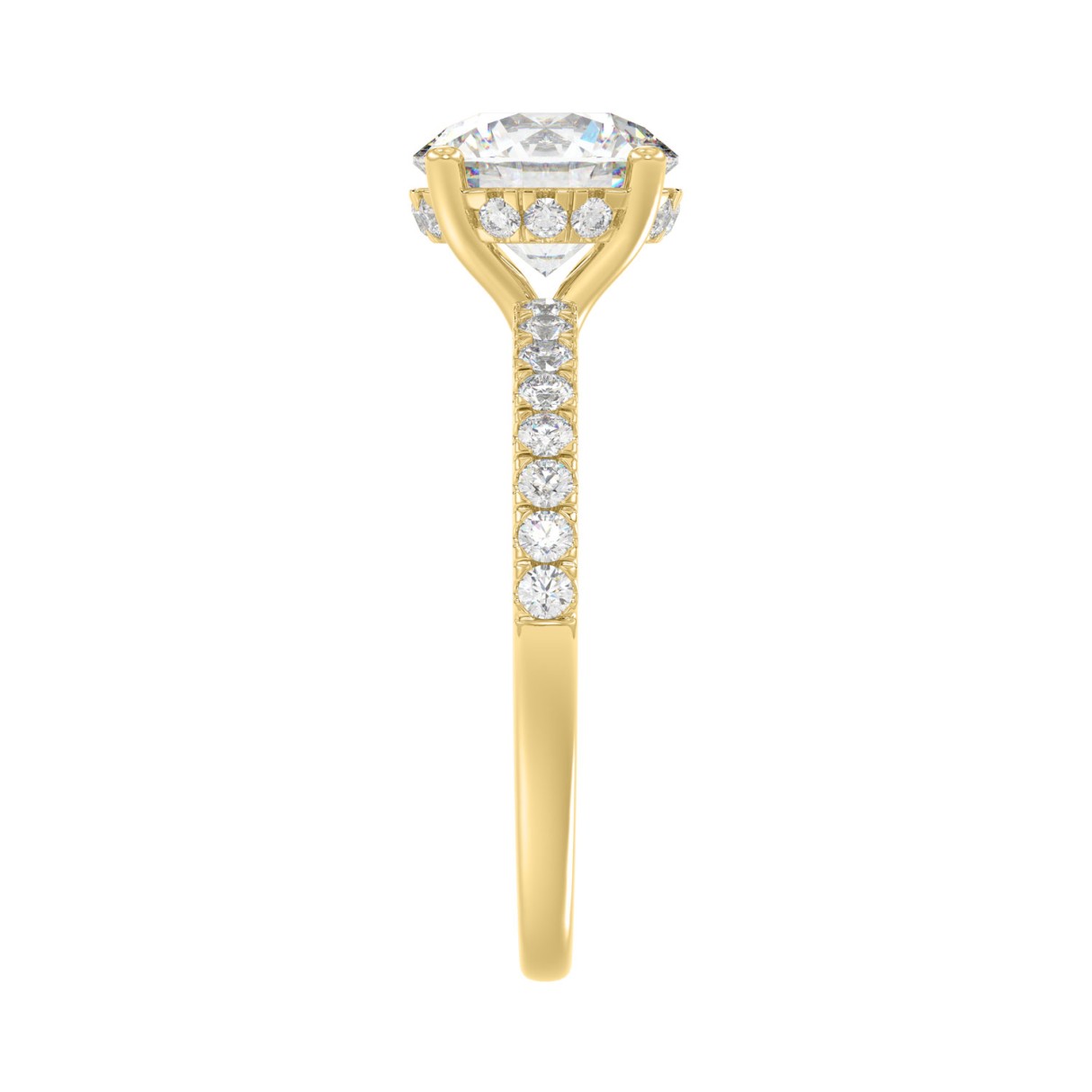 14K Yellow Gold 2 1/3CT Lab Grown Round Diamond Bridal Engagement Ring for Women with 2.00CT Round Center Stone
