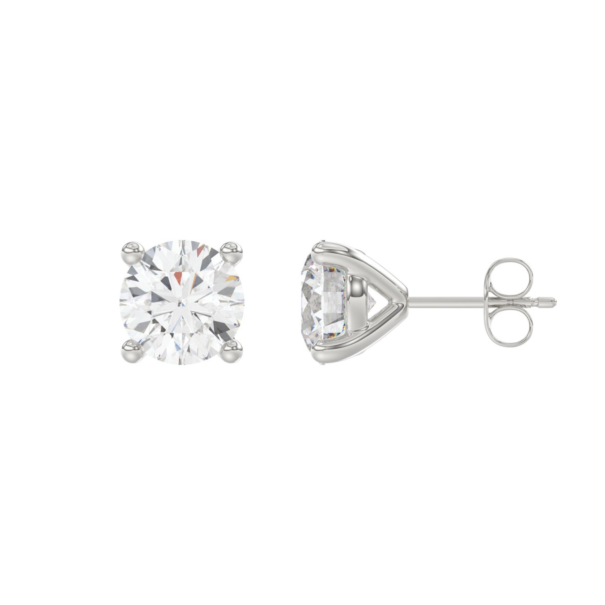 10K White Gold 4.00CT Round Brilliant Diamond Solitaire Earrings for Women Fine Jewelry