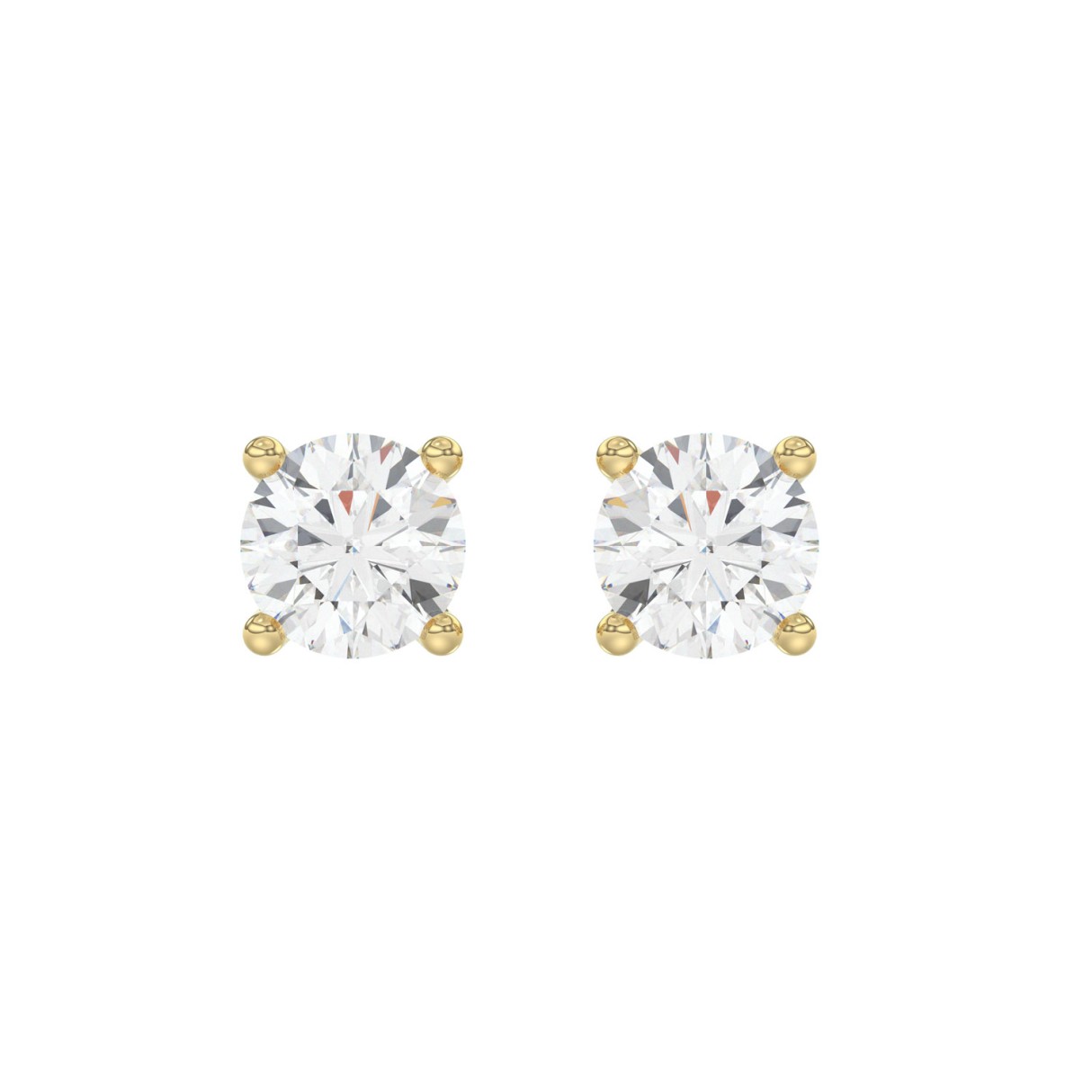10K Yellow Gold 4.00CT Round Brilliant Diamond Solitaire Earrings for Women Fine Jewelry