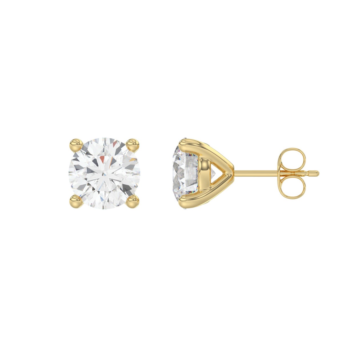 10K Yellow Gold 4.00CT Round Brilliant Diamond Solitaire Earrings for Women Fine Jewelry