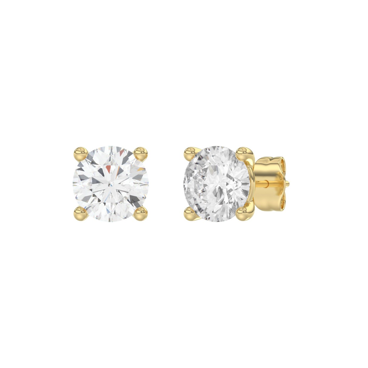 10K Yellow Gold 4.00CT Round Brilliant Diamond Solitaire Earrings for Women Fine Jewelry