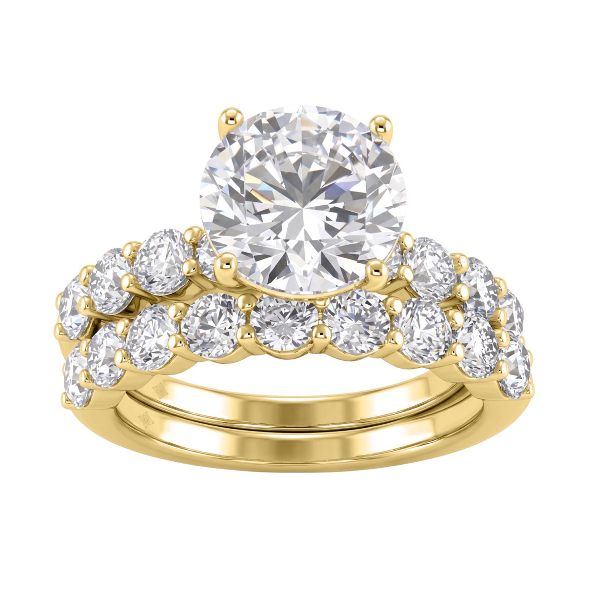 5.00ct Round Lab-Grown Diamond Ladies Engagement Bridal Set 14K Yellow Gold (Color F-G -Clarity VS1/VS2)