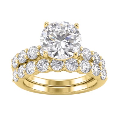 5.00ct Round Lab-Grown Diamond Ladies Engagement Bridal Set 14K Yellow Gold (Color F-G -Clarity VS1/VS2)