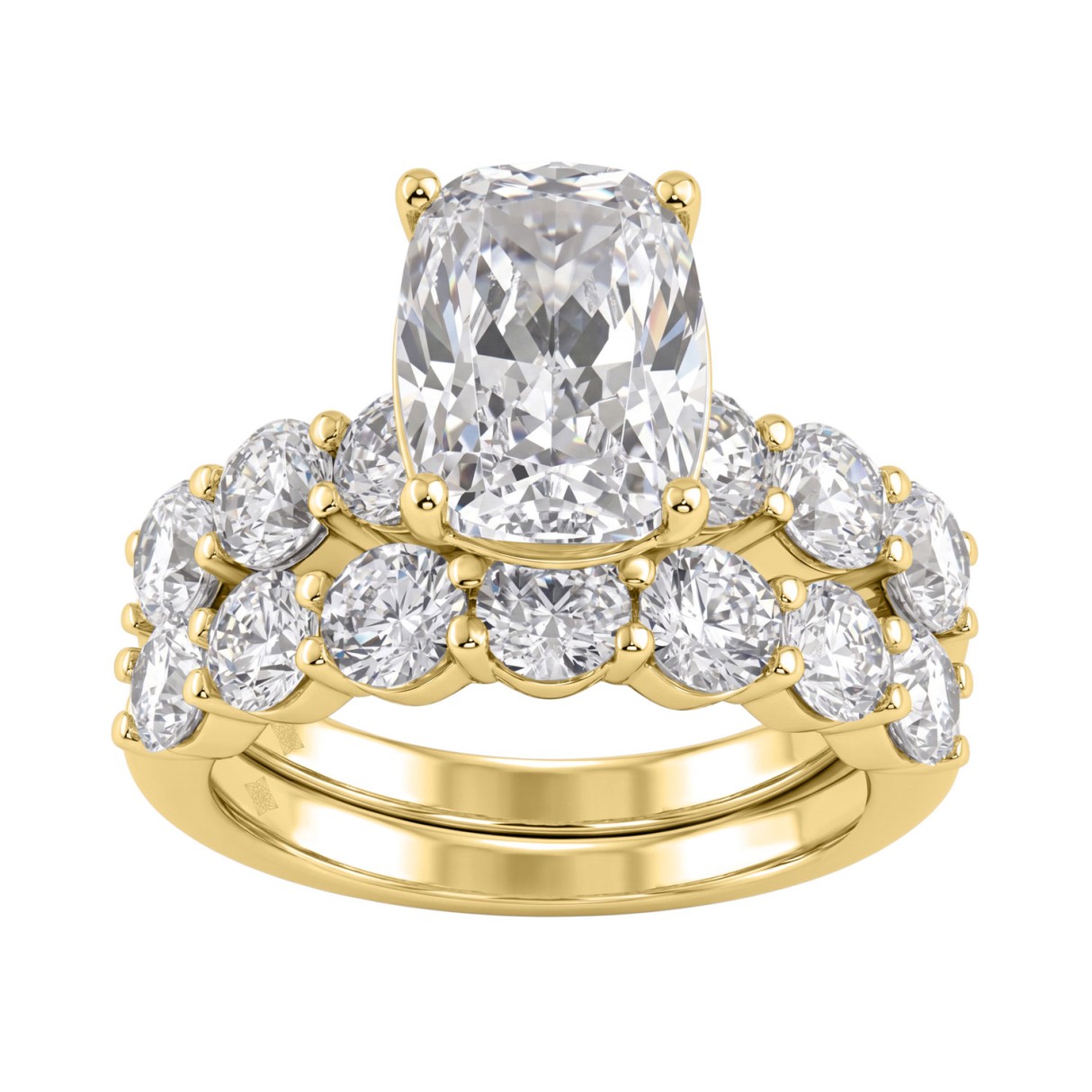 14K Yellow Gold 7.00CT Elongated Cushion & Round C...