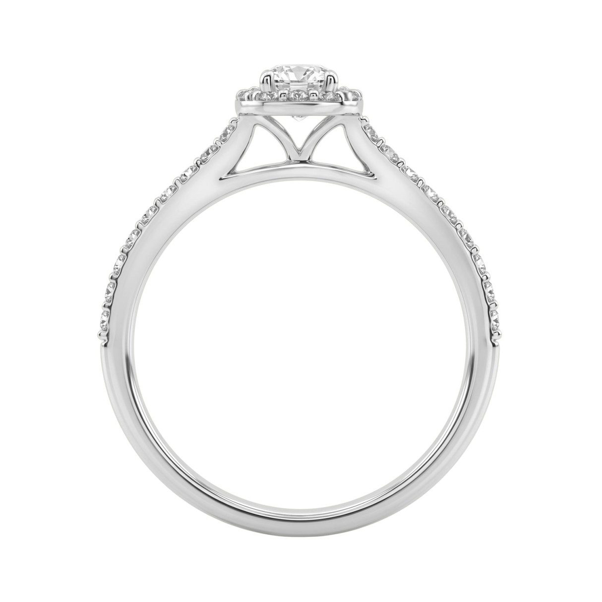 14K White Gold 1.00CT Elongated Cushion & Round Lab-Grown Diamond Ladies Halo Engagement Bridal Set (Color F-G -Clarity VS1/VS2)
