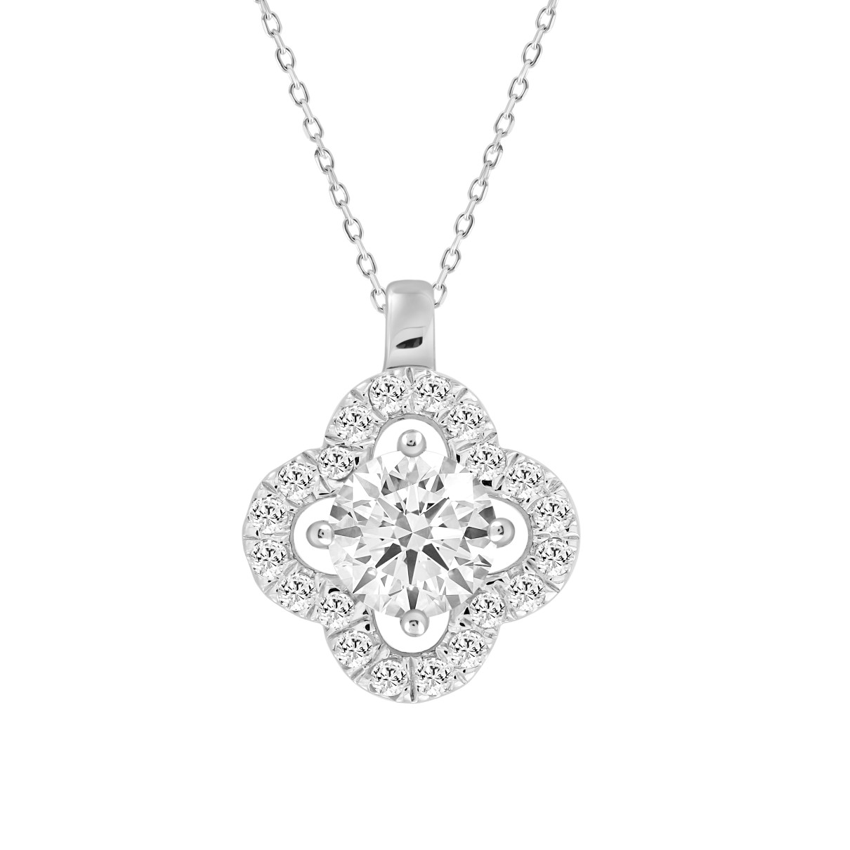 LADIES PENDANT WITH CHAIN 1 1/3CT ROUND DIAMOND 14...