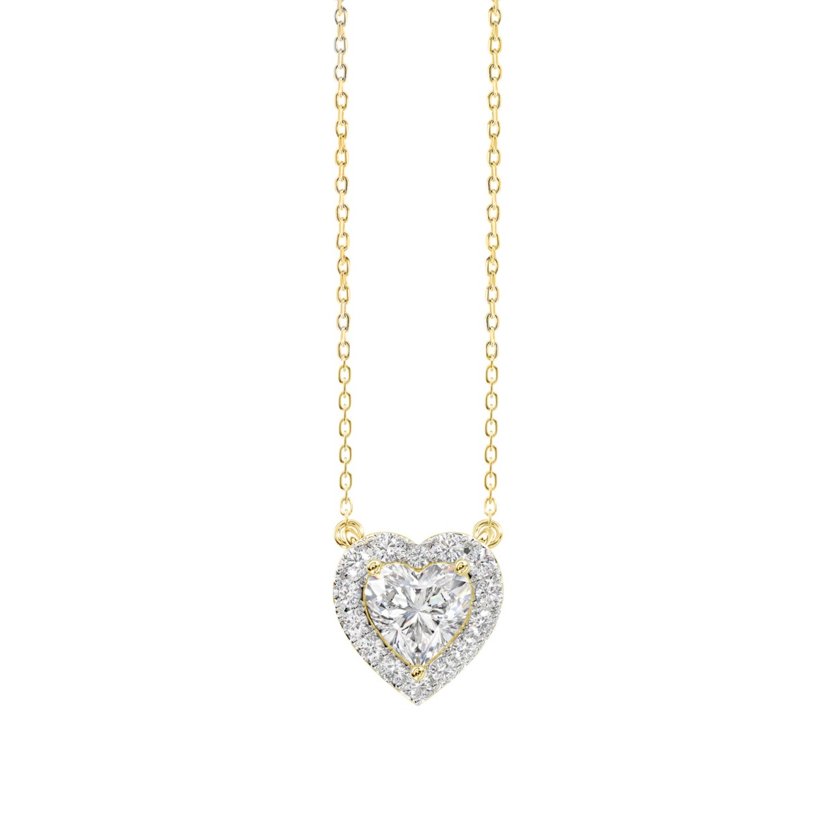 LADIES NECKLACE 1 1/4CT ROUND DIAMOND 14K YELLOW GOLD (CENTER STONE HEART DIAMOND 1CT)