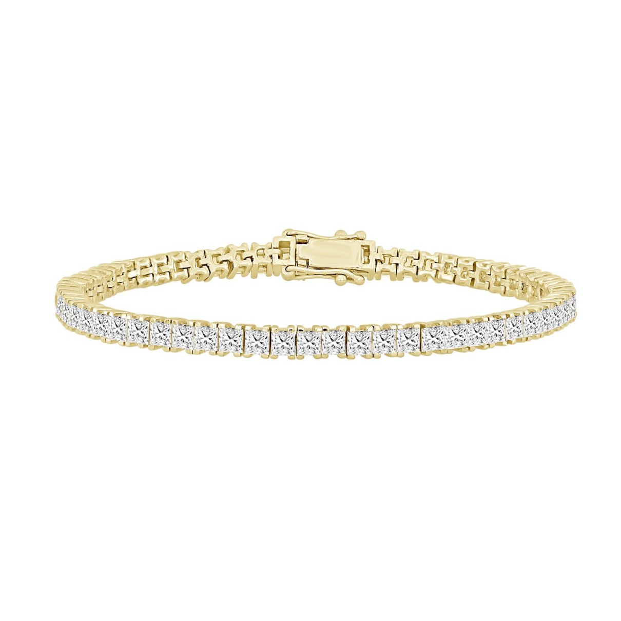 LADIES BRACELET 7CT PRINCESS DIAMOND 14K YELLOW GO...