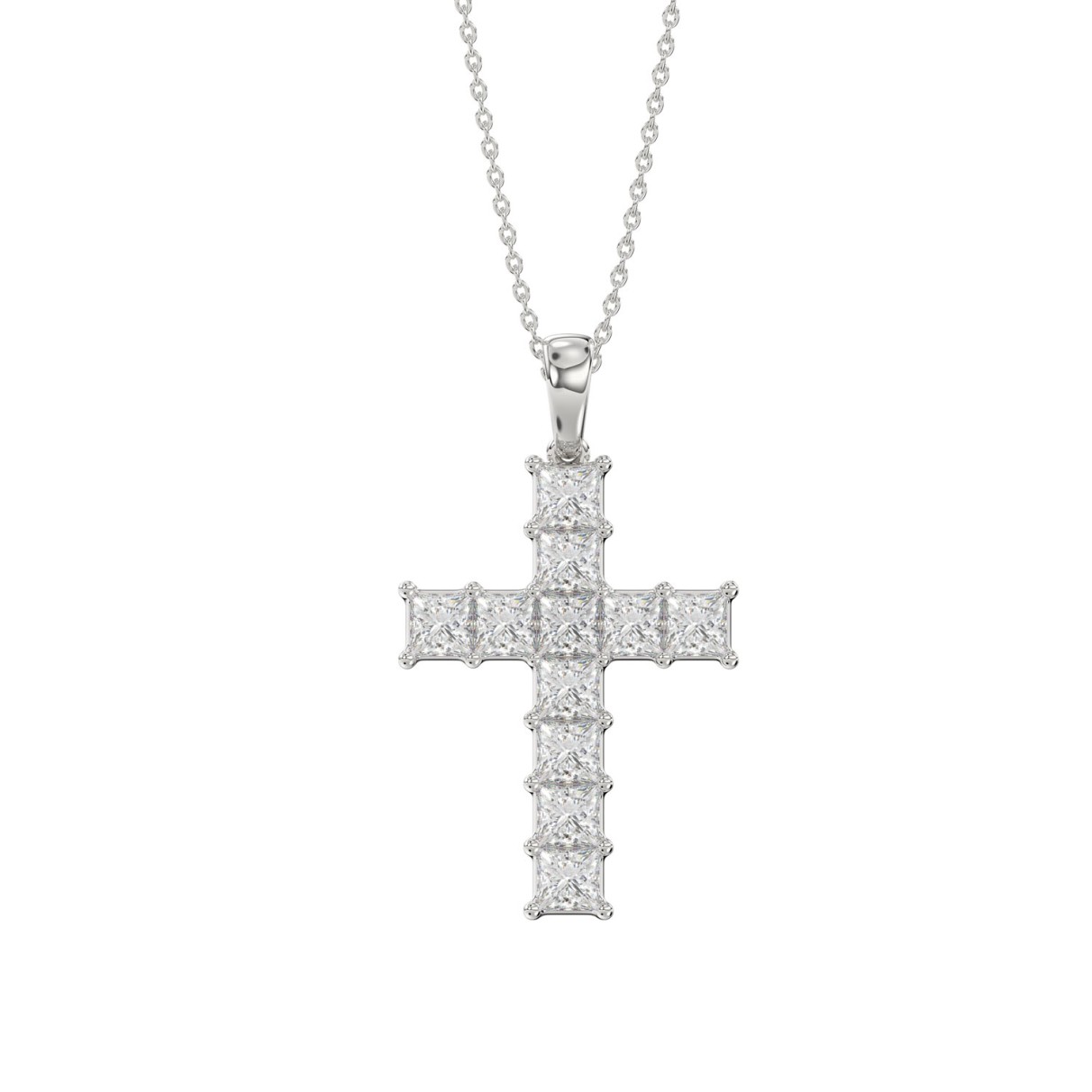 LADIES CROSS PENDANT WITH CHAIN 2 3/4CT PRINCESS D...