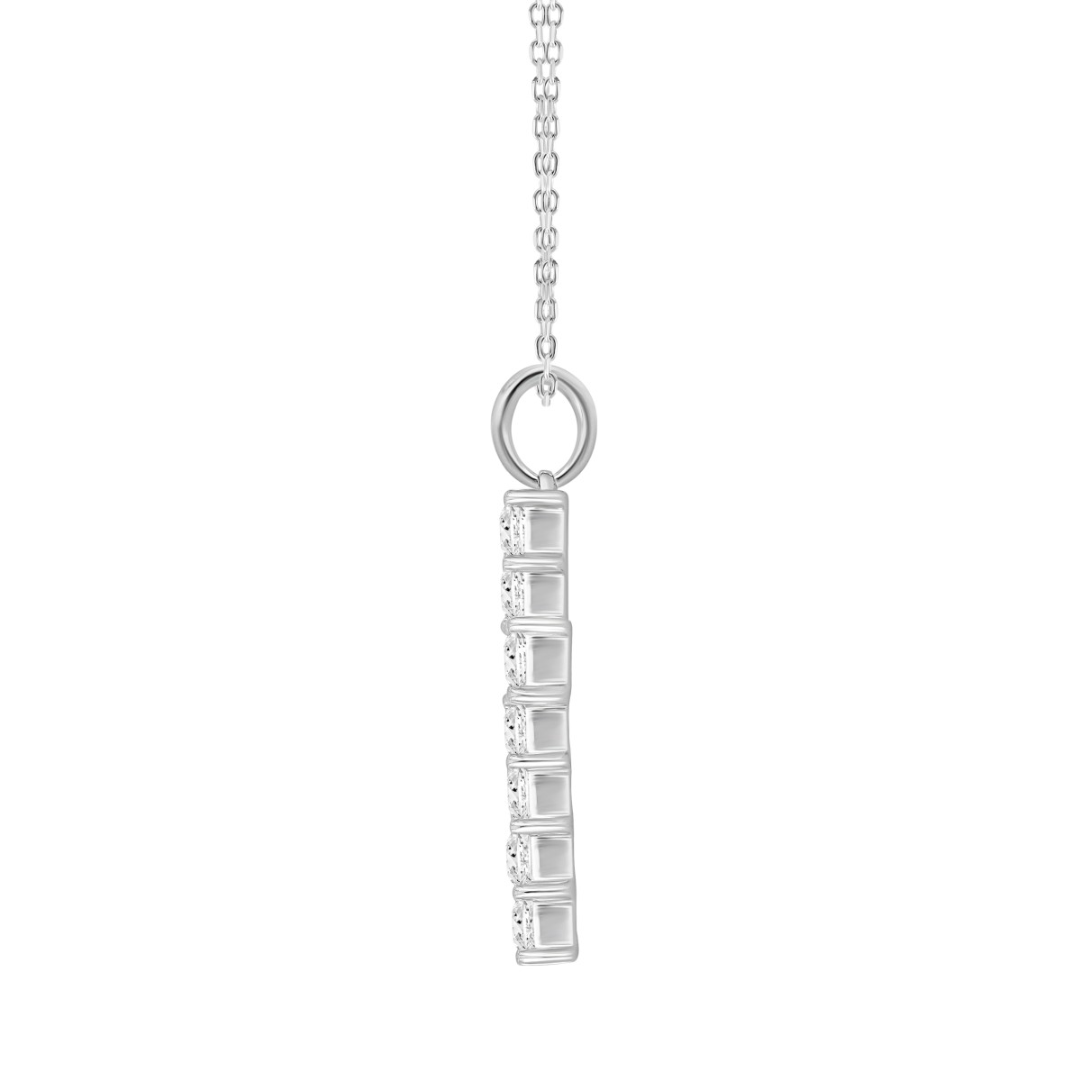 LADIES CROSS PENDANT WITH CHAIN 2 3/4CT PRINCESS DIAMOND 14K WHITE GOLD