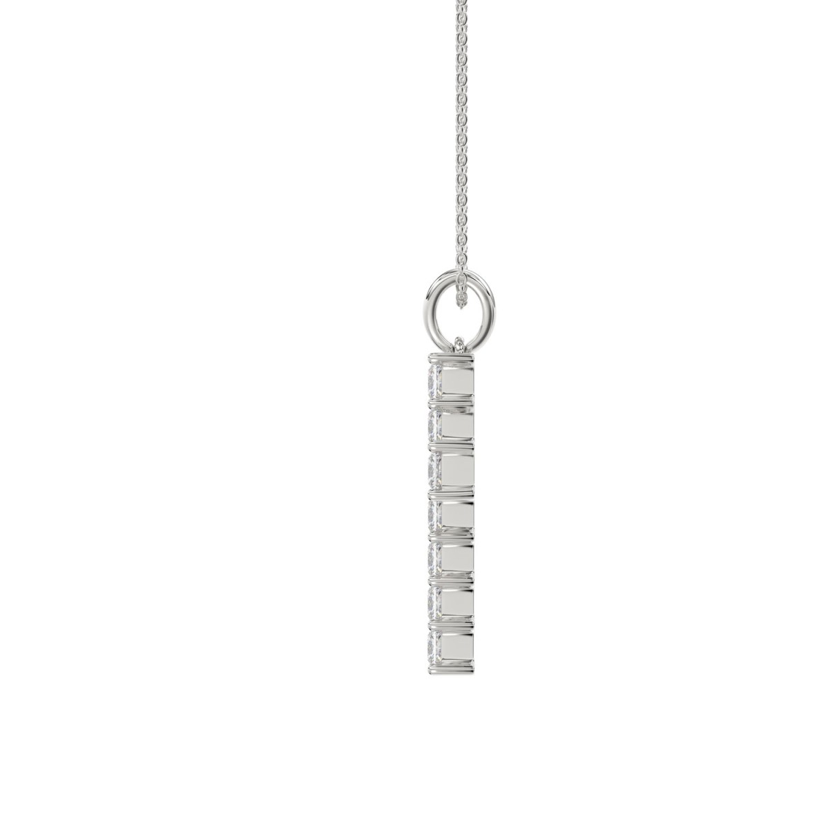 LADIES CROSS PENDANT WITH CHAIN 2 3/4CT PRINCESS DIAMOND 14K WHITE GOLD