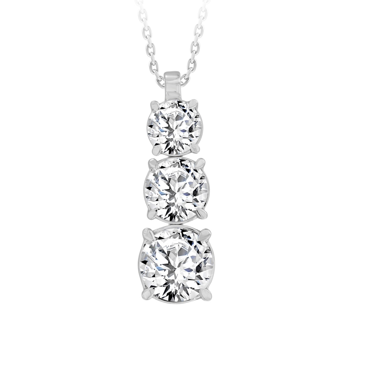 LADIES PENDANT WITH CHAIN 4CT ROUND DIAMOND 14K WHITE GOLD