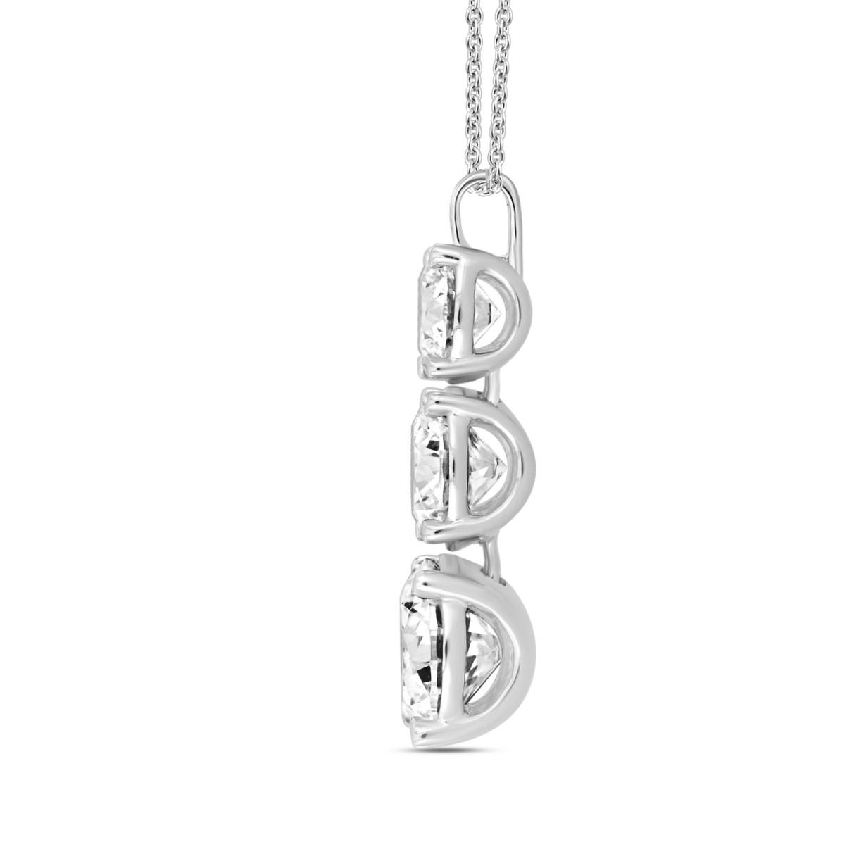 LADIES PENDANT WITH CHAIN 4CT ROUND DIAMOND 14K WHITE GOLD