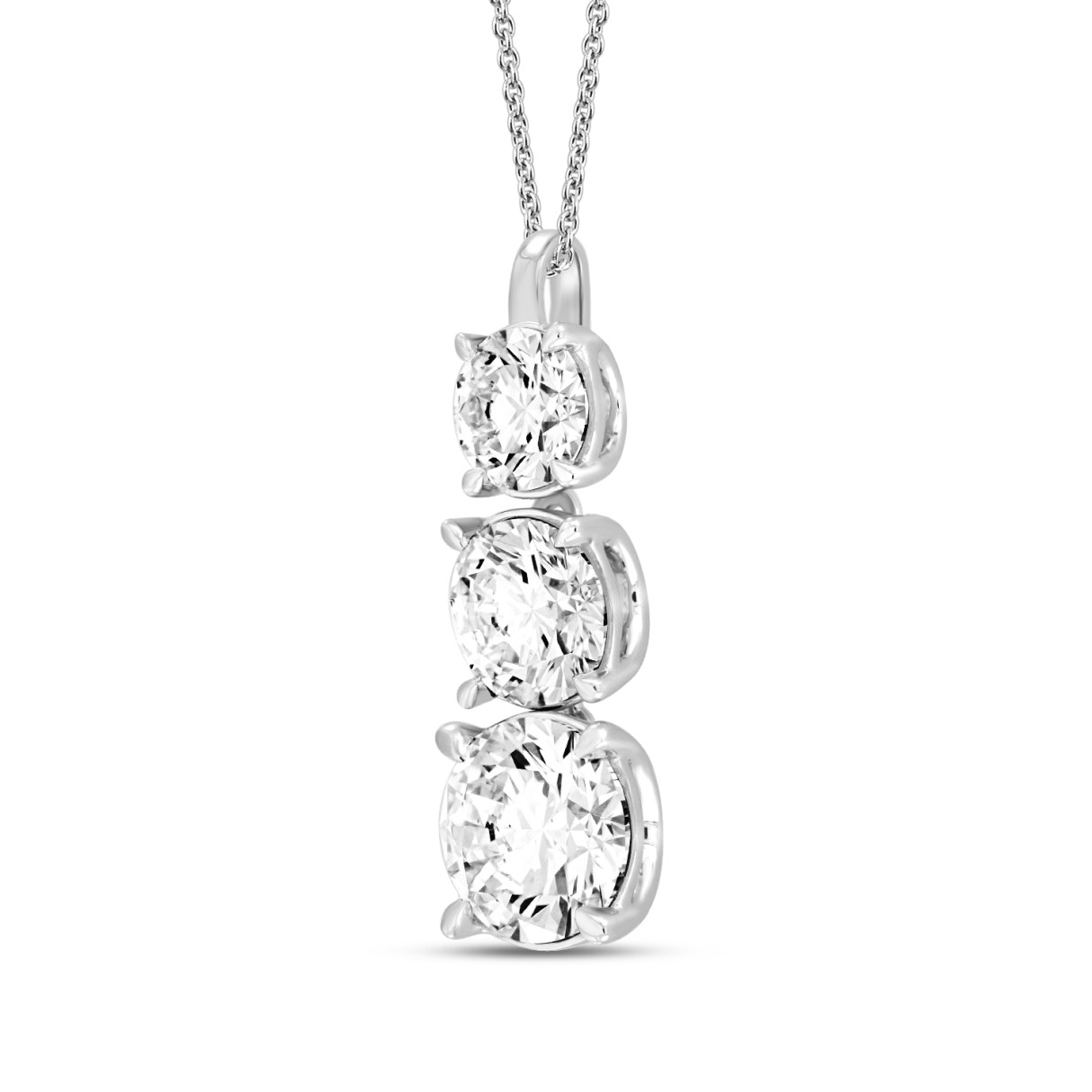 LADIES PENDANT WITH CHAIN 4CT ROUND DIAMOND 14K WHITE GOLD