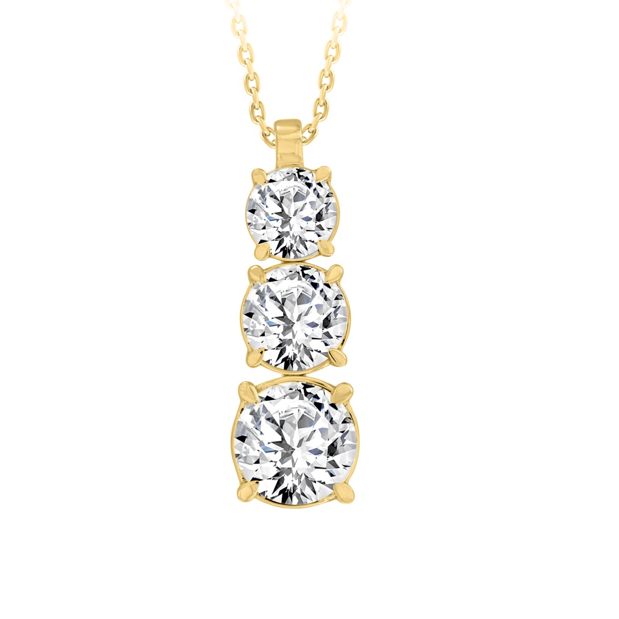 LADIES PENDANT WITH CHAIN 4CT ROUND DIAMOND 14K YE...