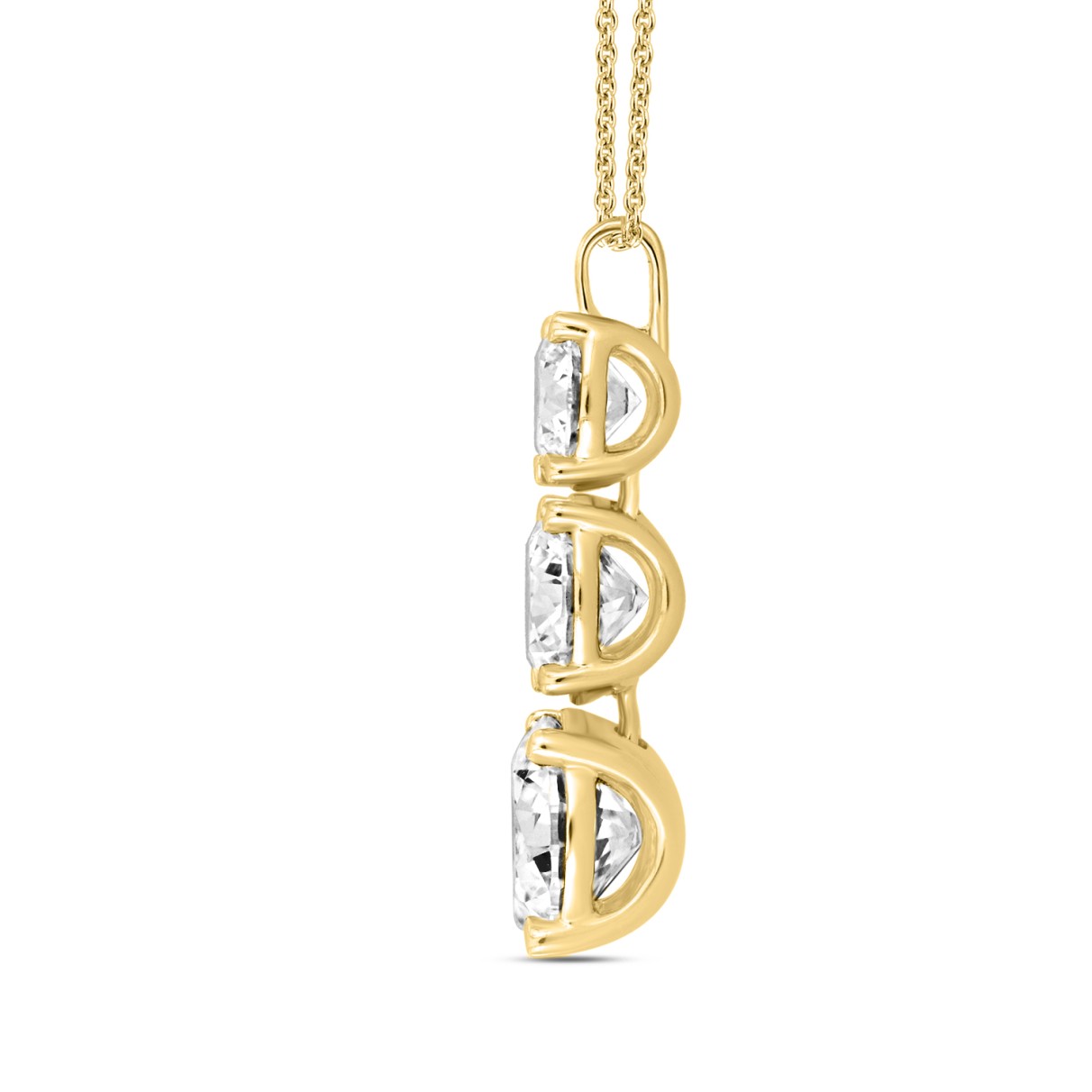 LADIES PENDANT WITH CHAIN 4CT ROUND DIAMOND 14K YELLOW GOLD