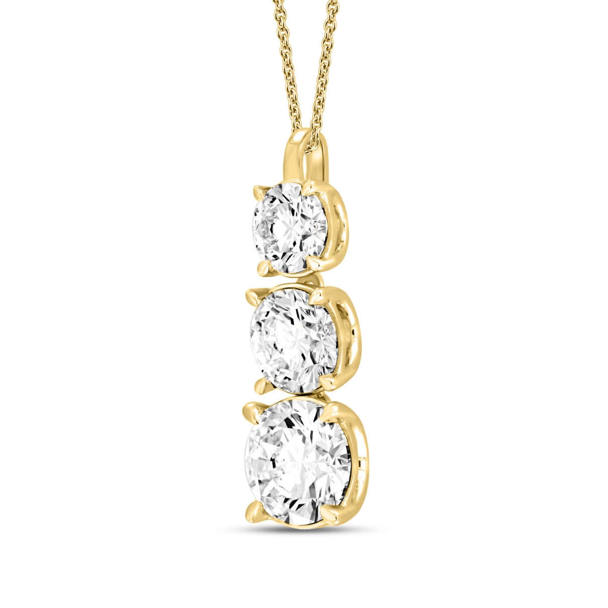 LADIES PENDANT WITH CHAIN 4CT ROUND DIAMOND 14K YELLOW GOLD