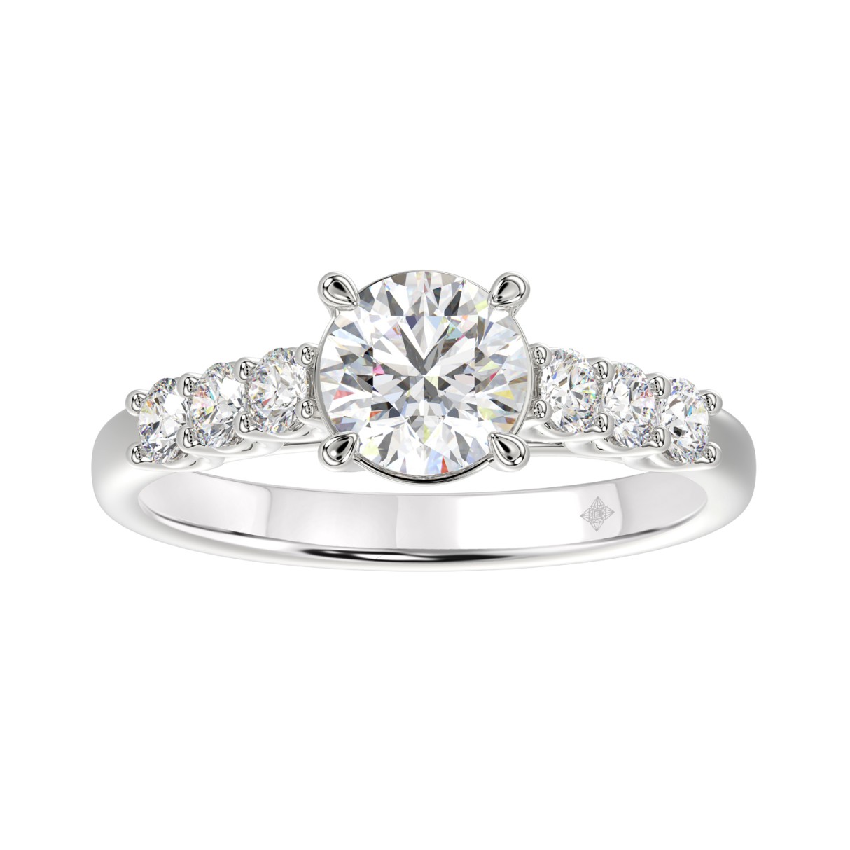 LADIES RING 1 1/2CT ROUND DIAMOND 14K WHITE GOLD (CENTER STONE ROUND DIAMOND 1CT)