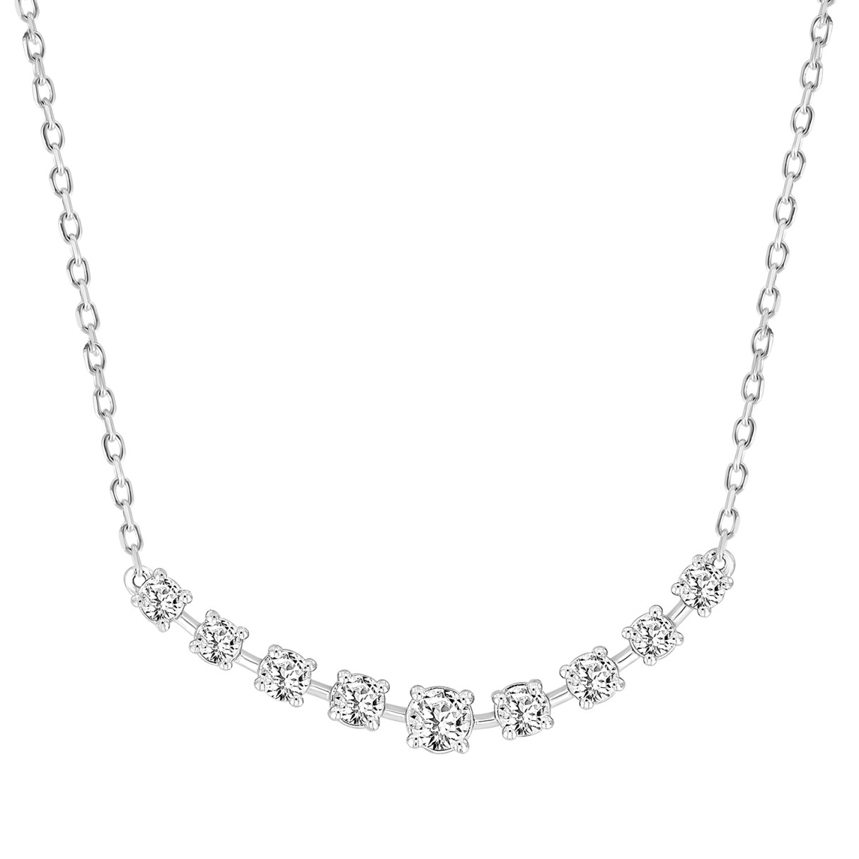 14K WHITE GOLD 1 1/2CT ROUND DIAMOND LADIES NECKLACES