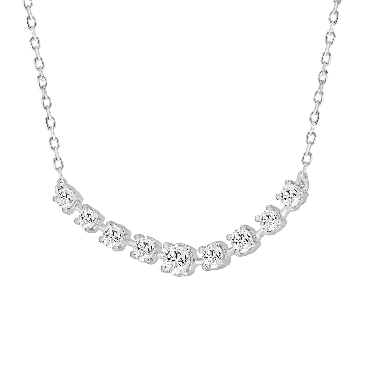 14K WHITE GOLD 1 1/2CT ROUND DIAMOND LADIES NECKLACES