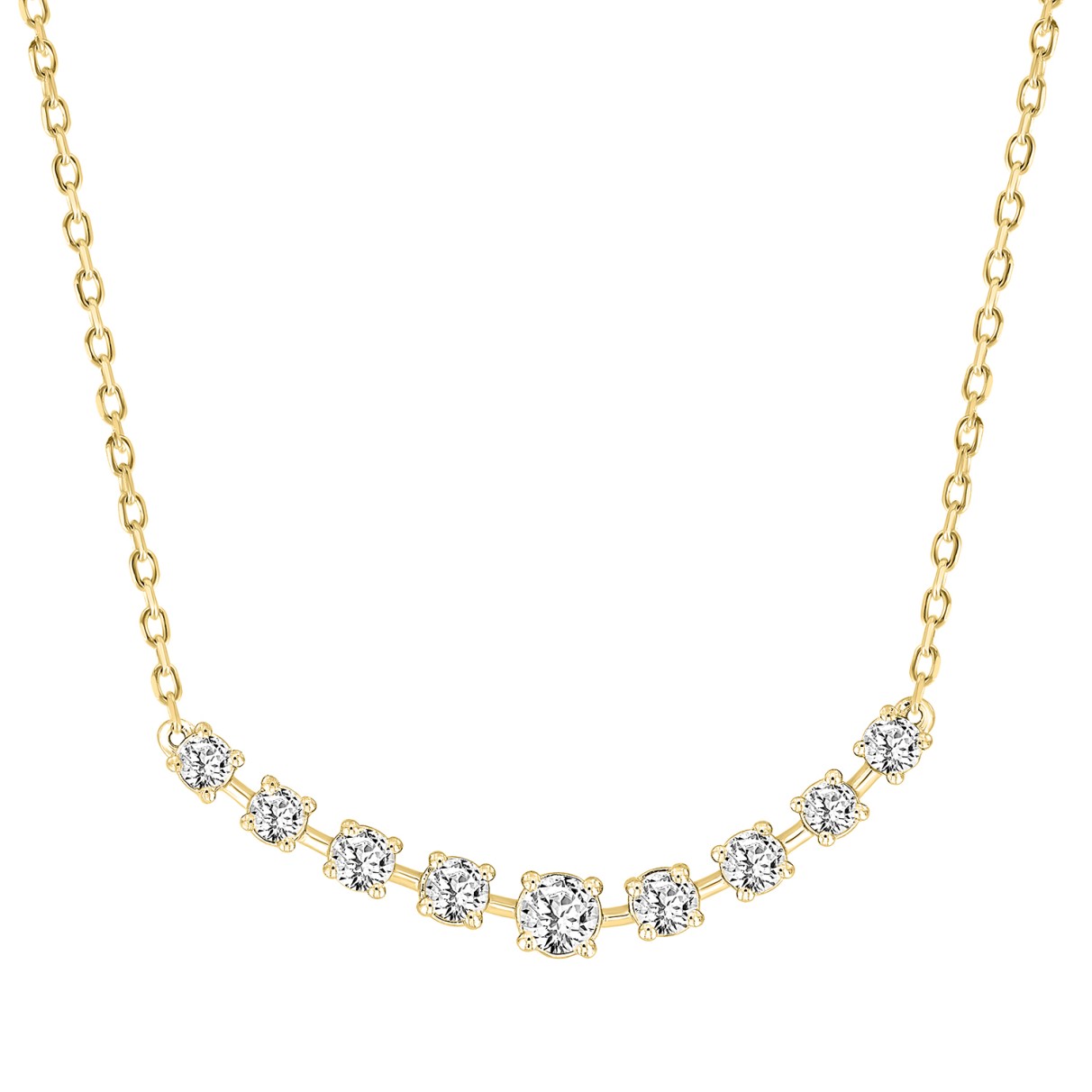 14K YELLOW GOLD 1 1/2CT ROUND DIAMOND LADIES NECKL...