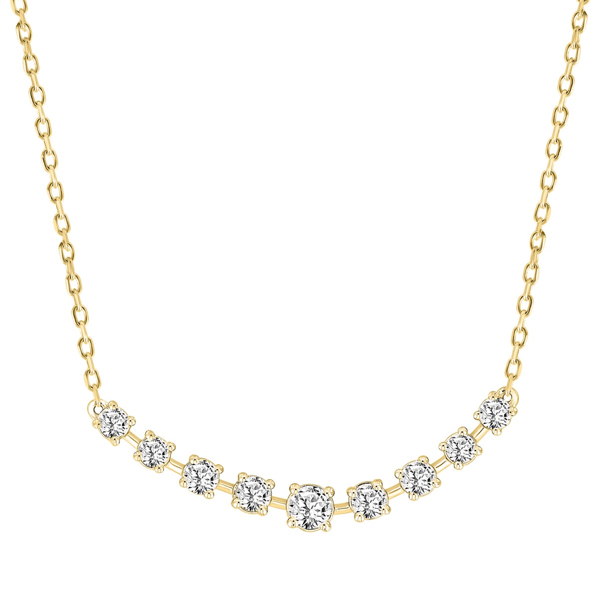 14K YELLOW GOLD 1 1/2CT ROUND DIAMOND LADIES NECKL...