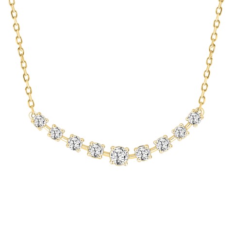 14K YELLOW GOLD 1 1/2CT ROUND DIAMOND LADIES NECKLACES