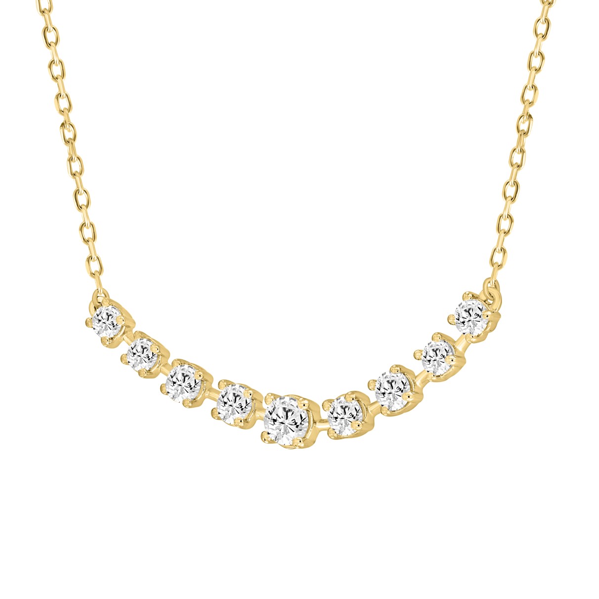 14K YELLOW GOLD 1 1/2CT ROUND DIAMOND LADIES NECKLACES