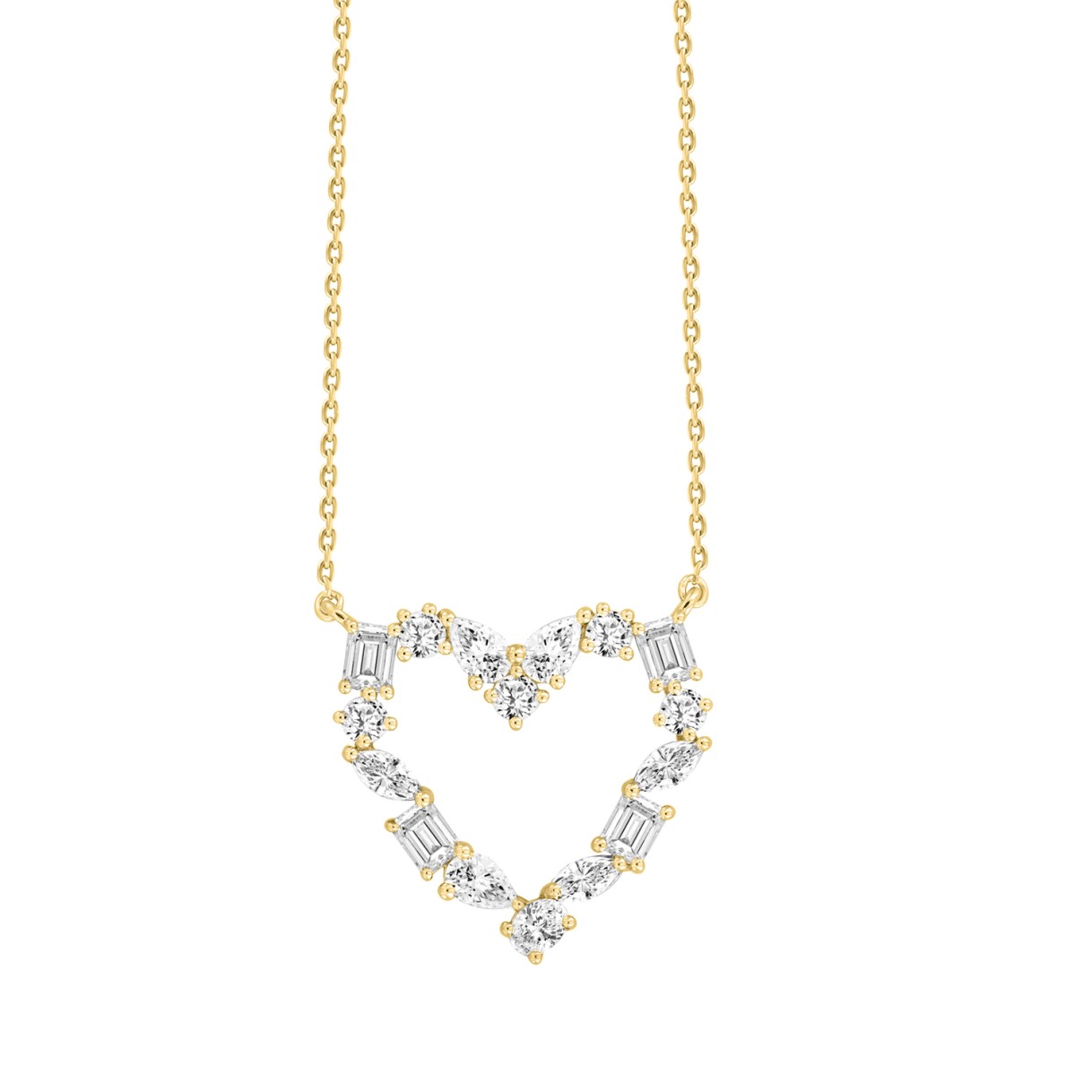 LADIES NECKLACE 2 3/4CT ROUND/MARQUISE/PEAR/EMERALD DIAMOND 14K YELLOW GOLD