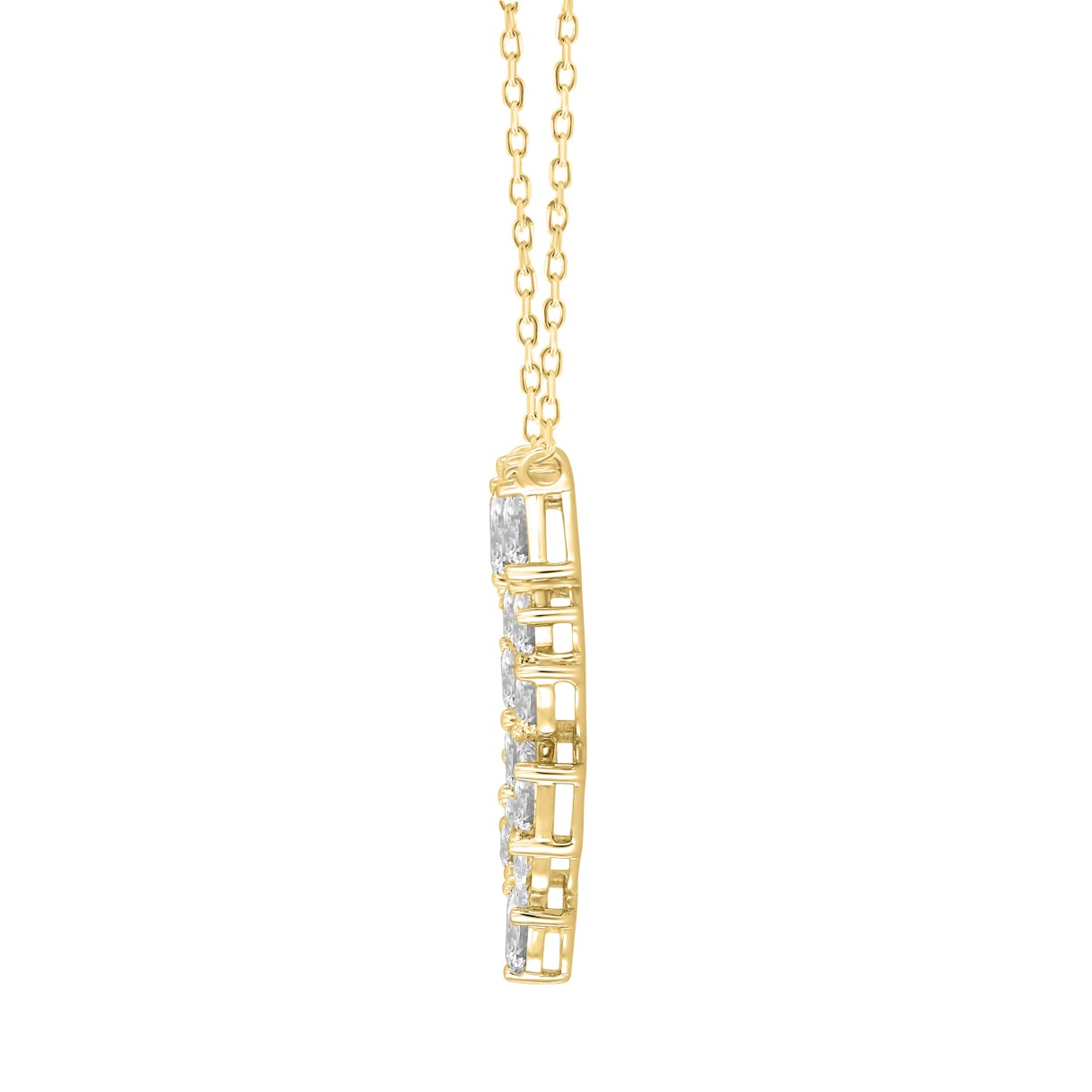 LADIES NECKLACE 2 3/4CT ROUND/MARQUISE/PEAR/EMERALD DIAMOND 14K YELLOW GOLD
