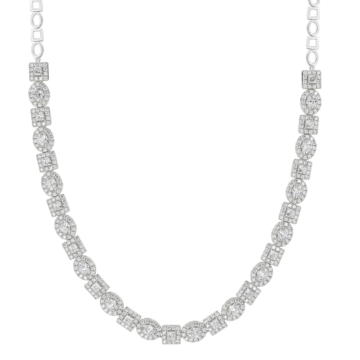 LADIES NECKLACE 14CT ROUND/PRINCESS/OVAL DIAMOND 14K WHITE GOLD