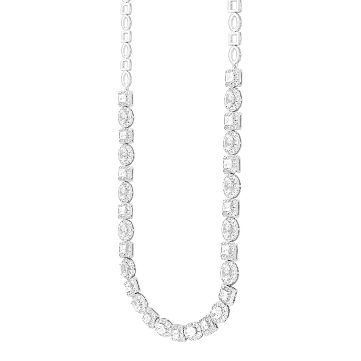 LADIES NECKLACE 14CT ROUND/PRINCESS/OVAL DIAMOND 14K WHITE GOLD